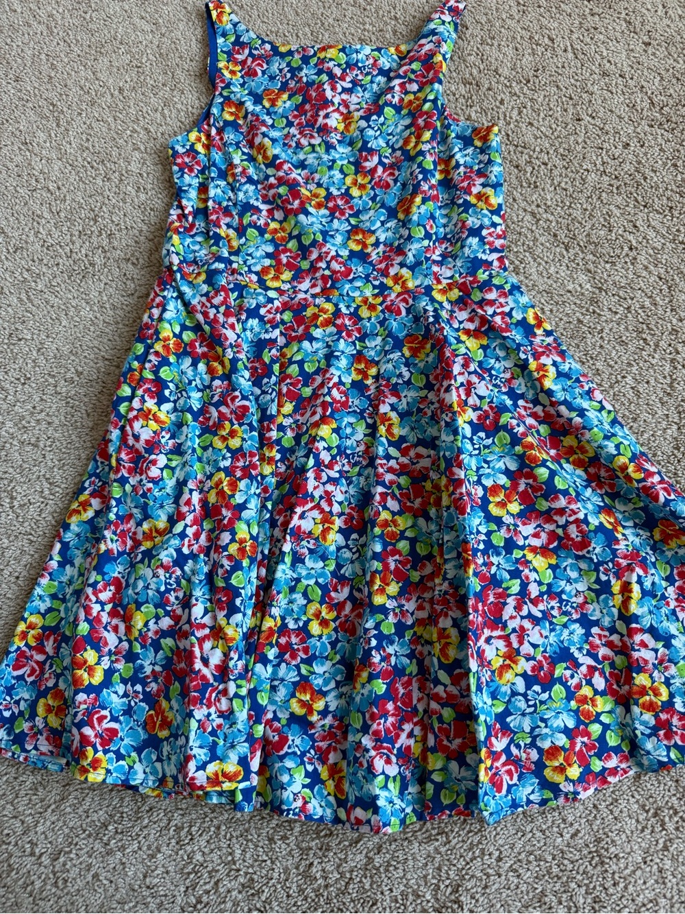 Polo Ralph Lauren Girls Blue Floral Fit & Flare Dress | Size 16